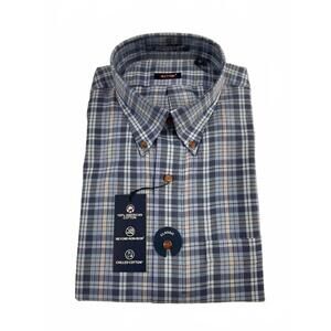 NEW BATTON men's axton cotton long sleeve shirt in blue plaid